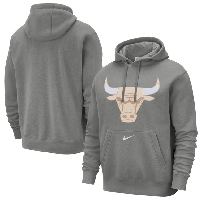 Men's Chicago Bulls Steel 2024-25 City Edition Essential Club Pullover Hoodie