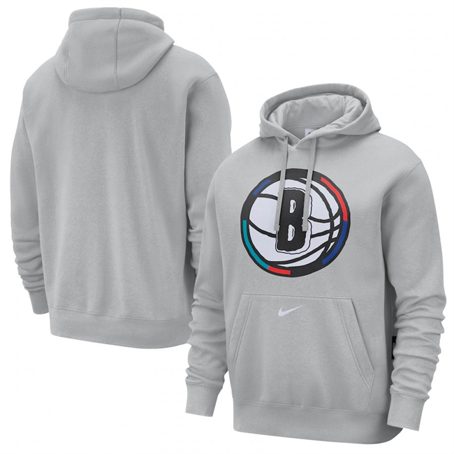 Men's Brooklyn Nets Silver 2024-25 City Edition Essential Club Pullover Hoodie