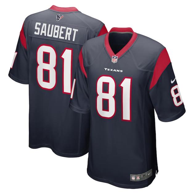 Men's Houston Texans #81 Eric Saubert Navy Game Football Stitched Jersey