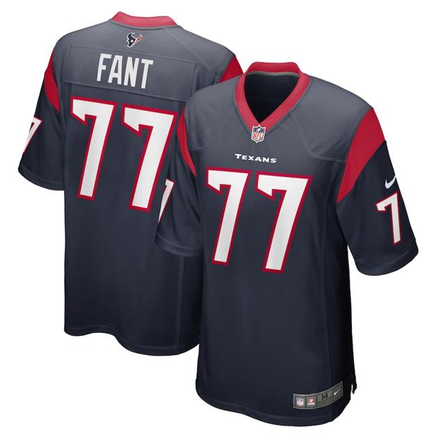 Men's Houston Texans #77 George Fant Navy Game Football Stitched Jersey