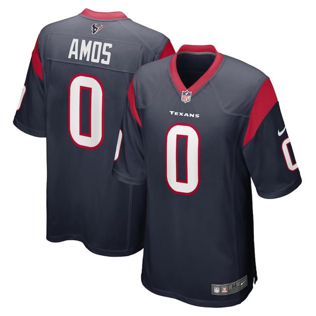 Men's Houston Texans #0 Adrian Amos Navy Game Football Stitched Jersey