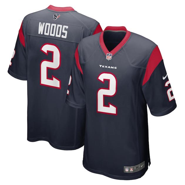 Men's Houston Texans #2 Robert Wood Navy Game Football Stitched Jersey