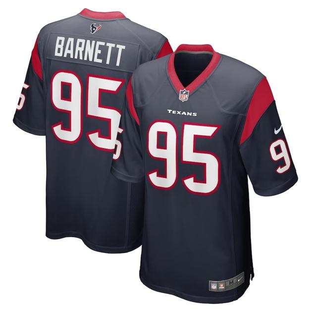 Men's Houston Texans #95 Derek Barnett Navy Game Football Stitched Jersey