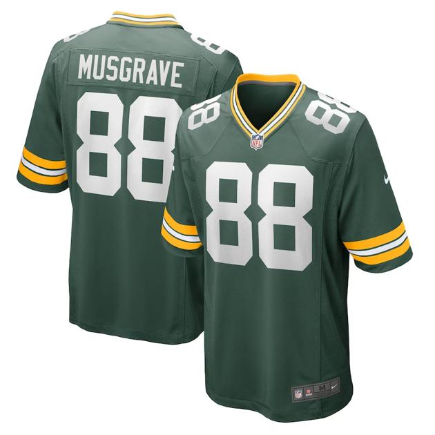 Men's Green Bay Packers #88 Luke Musgrave Green Game Football Stitched Jersey