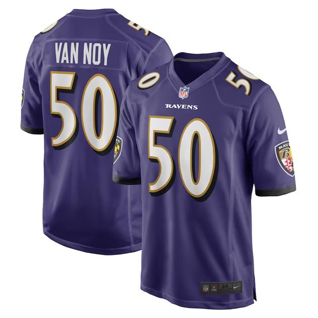 Men's Baltimore Ravens #50 Kyle Van Noy Purple Game Football Stitched Jersey