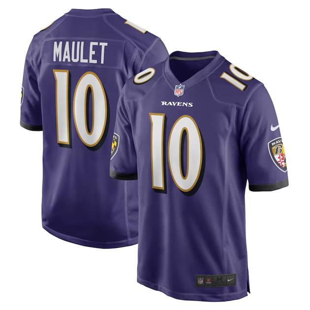 Men's Baltimore Ravens #10 Arthur Maulet Purple Game Football Stitched Jersey