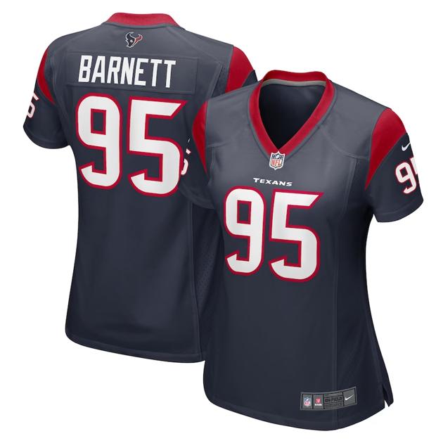 Women's Houston Texans #95 Derek Barnett Navy Game Football Stitched Jersey