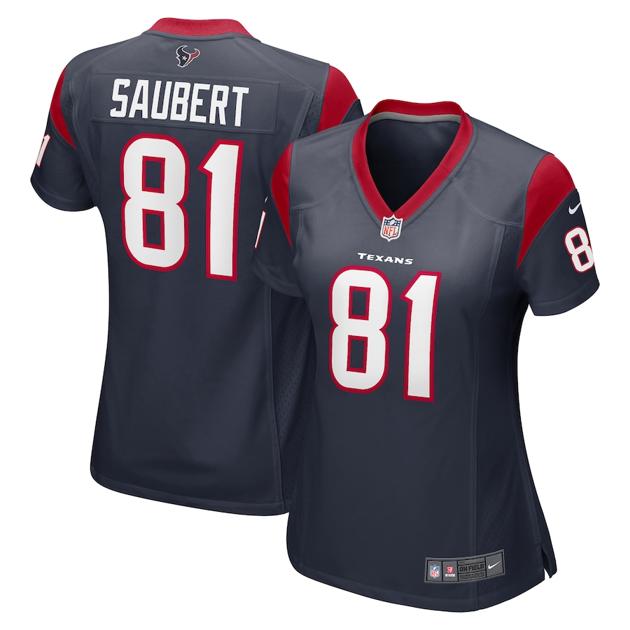 Women's Houston Texans #81 Eric Saubert Navy Game Football Stitched Jersey