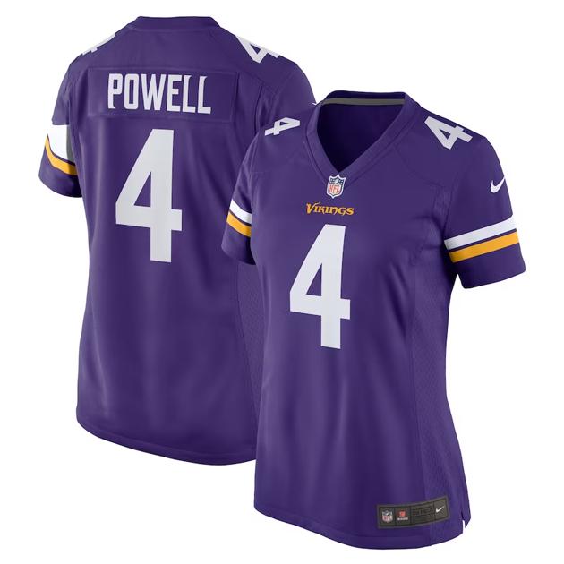 Women's Minnesota Vikings #4 Brandon Powell Purple Game Football Stitched Jersey