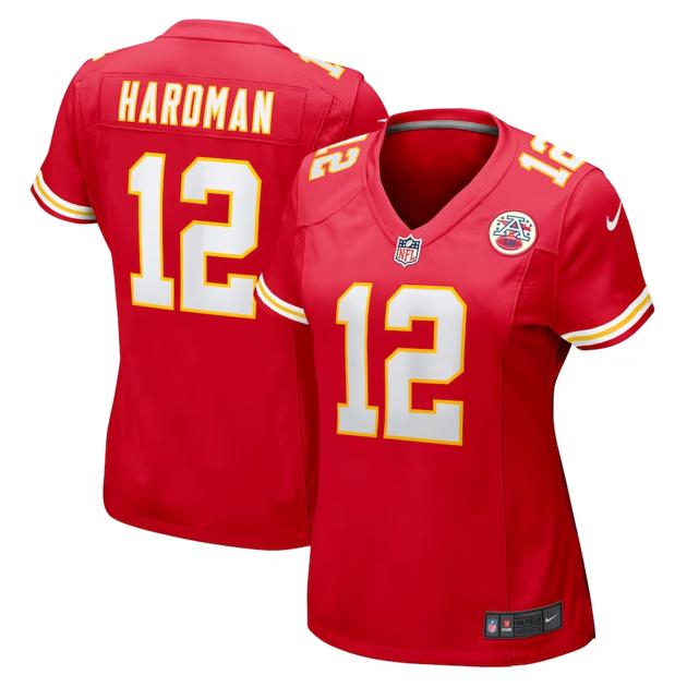 Women's Kansas City Chiefs #12 Mecole Hardman Red Game Football Stitched Jersey