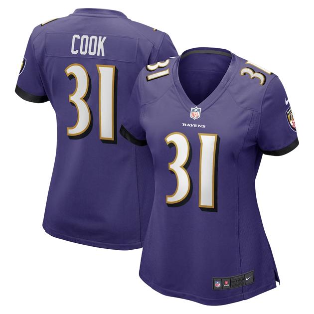 Women's Baltimore Ravens #31 Dalvin Cook Purple Game Football Stitched Jersey