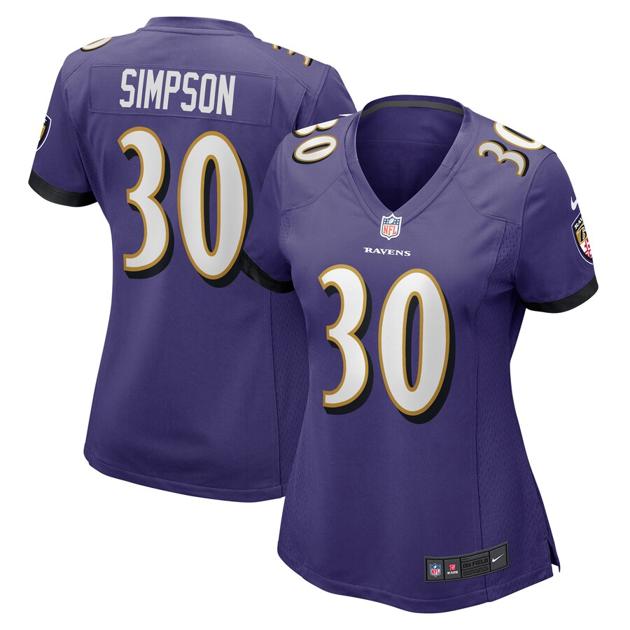 Women's Baltimore Ravens #30 Trenton Simpson Purple Game Football Stitched Jersey