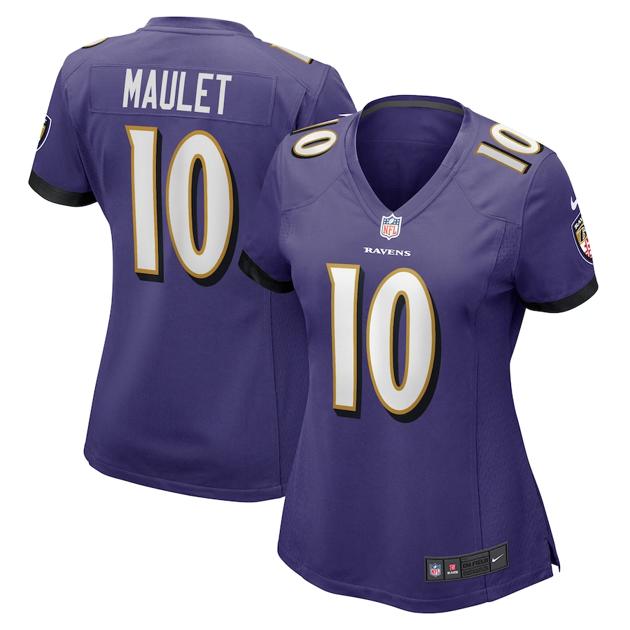 Women's Baltimore Ravens #10 Arthur Maulet Purple Game Football Stitched Jersey