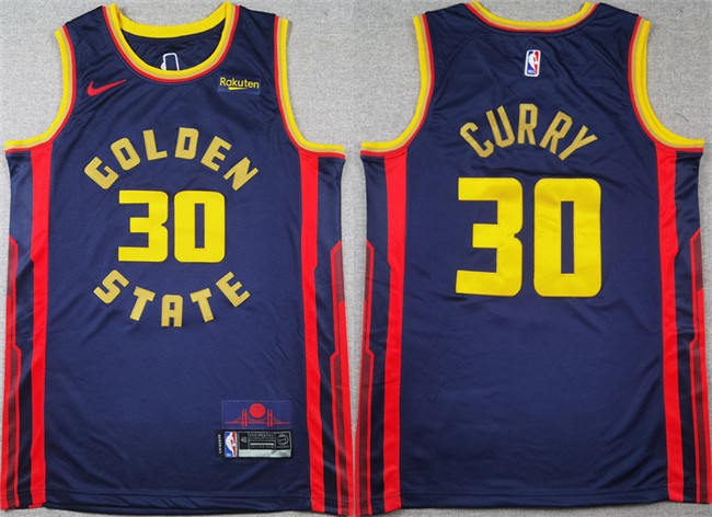 Men's Golden State Warriors #30 Stephen Curry Navy 2024_25 City Edition Stitched Basketball Jersey