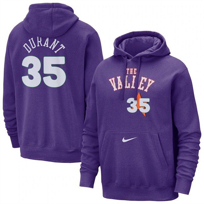 Men's Phoenix Suns #35 Kevin Durant Purple 2024-25 City Edition Essential Club Pullover Hoodie