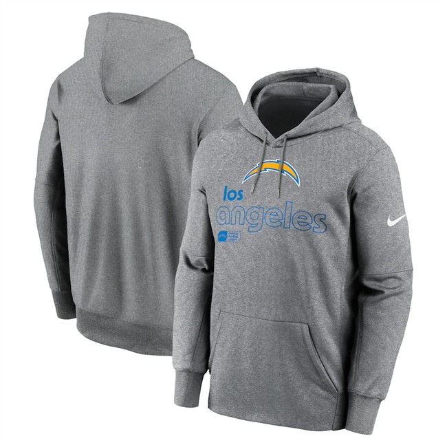 Men's Los Angeles Chargers Grey Performance Pullover Hoodie