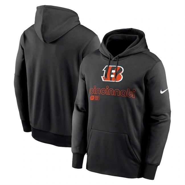 Men's Cincinnati Bengals Black Performance Pullover Hoodie