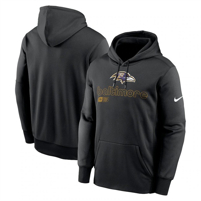 Men's Baltimore Ravens Black Performance Pullover Hoodie