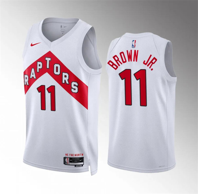 Men's Toronto Raptors #11 Bruce Brown Jr White Association Edition Stitched Basketball Jersey