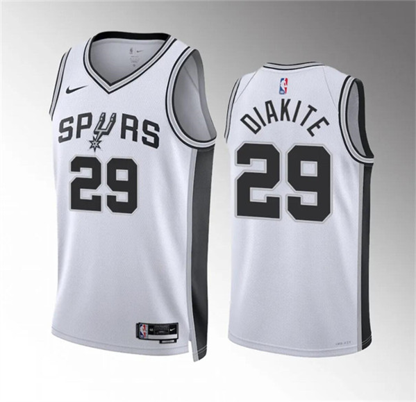 Men's San Antonio Spurs #29 Mamadi Diakite White Association Edition Stitched Basketball Jersey