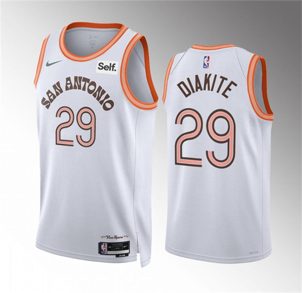 Men's San Antonio Spurs #29 Mamadi Diakite White 2023-24 City EditionStitched Basketball Jersey