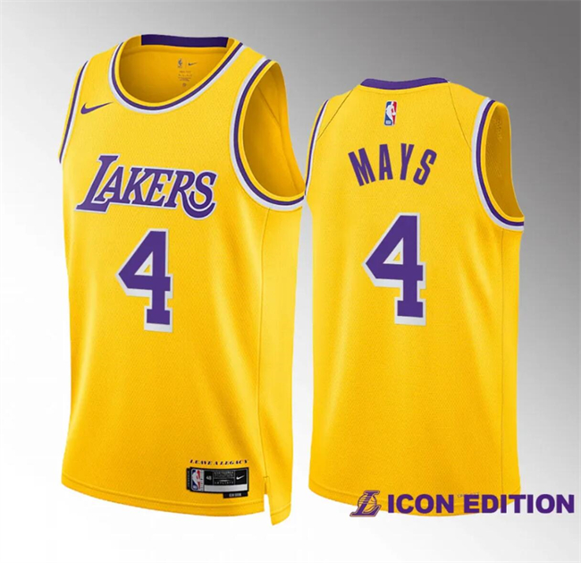 Men's Los Angeles Lakers #4 Skylar Mays Yellow Icon Edition Stitched Basketball Jersey