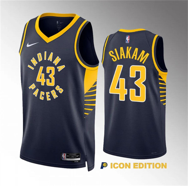 Men's Indiana Pacers #43 Pascal Siakam Navy Icon Edition Stitched Basketball Jersey