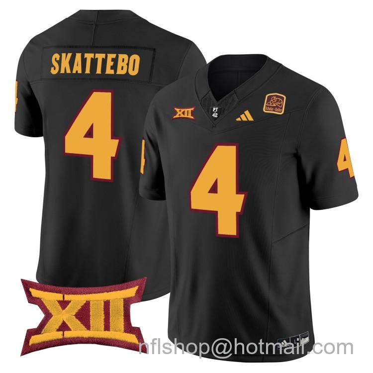 Men's Adidas Arizona State Sun Devils #4 Cam Skattebo Black 2025 F.U.S.E. Vapor Limited College Big 12 Stitched Football Jersey