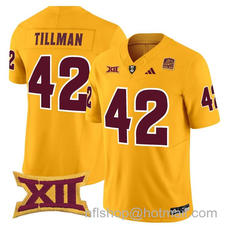 Men's Adidas Arizona State Sun Devils #42 Pat Tillman Gold 2025 F.U.S.E. Vapor Limited College Big 12 Stitched Football Jersey