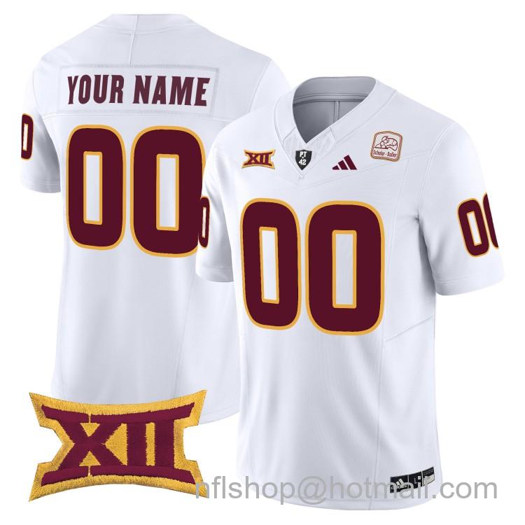 Custom Men's Adidas Arizona State Sun Devils White 2025 F.U.S.E. Vapor Limited College Big 12 Stitched Football Jersey