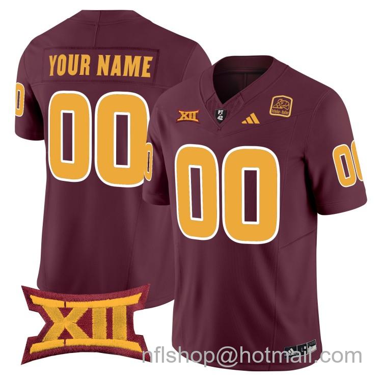 Custom Men's Adidas Arizona State Sun Devils Maroon 2025 F.U.S.E. Vapor Limited College Big 12 Stitched Football Jersey