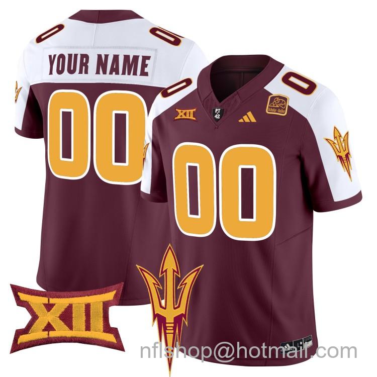 Custom Men's Adidas Arizona State Sun Devils Maroon Alternate 2025 F.U.S.E. Vapor Limited College Big 12 Stitched Football Jerseys