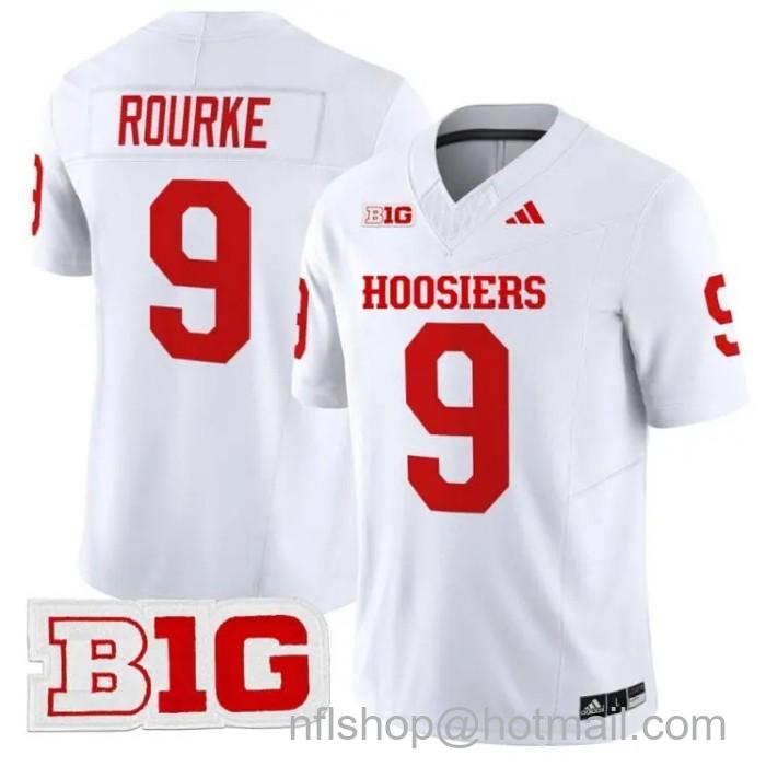 Men's Adidas Kurtis Rourke Jersey #9 Indiana Hoosiers Vapor Limited College Football Stitched White