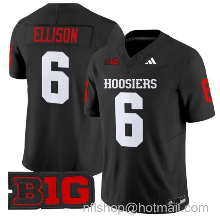 Men's Adidas Justice Ellison Jersey #6 Indiana Hoosiers Vapor Limited College Football Stitched Black