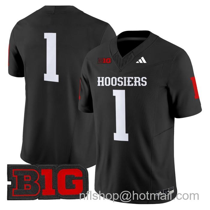 Men's Adidas #1 Indiana Hoosiers Vapor Limited College Football Stitched Black Jersey