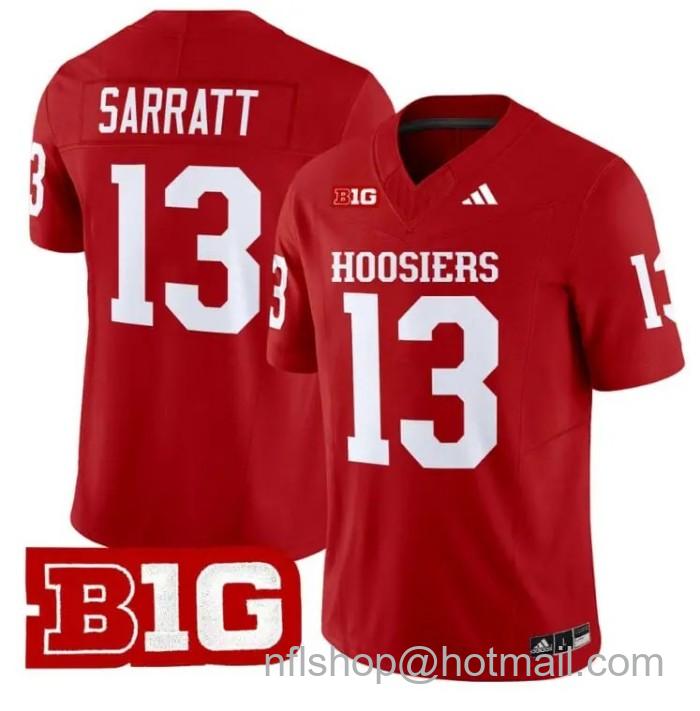 Men's Adidas Elijah Sarratt Jersey #13 Indiana Hoosiers Vapor Limited College Football Stitched Crimson