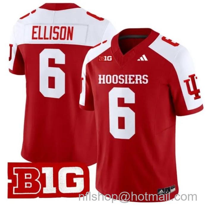 Men's Adidas Justice Ellison Jersey #6 Indiana Hoosiers Vapor Limited College Football Stitched Crimson Alternate