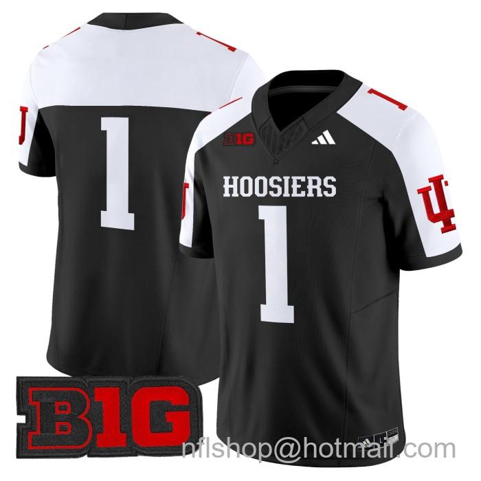 Men's Adidas #1 Indiana Hoosiers Vapor Limited College Football Stitched Black Alternate Jersey