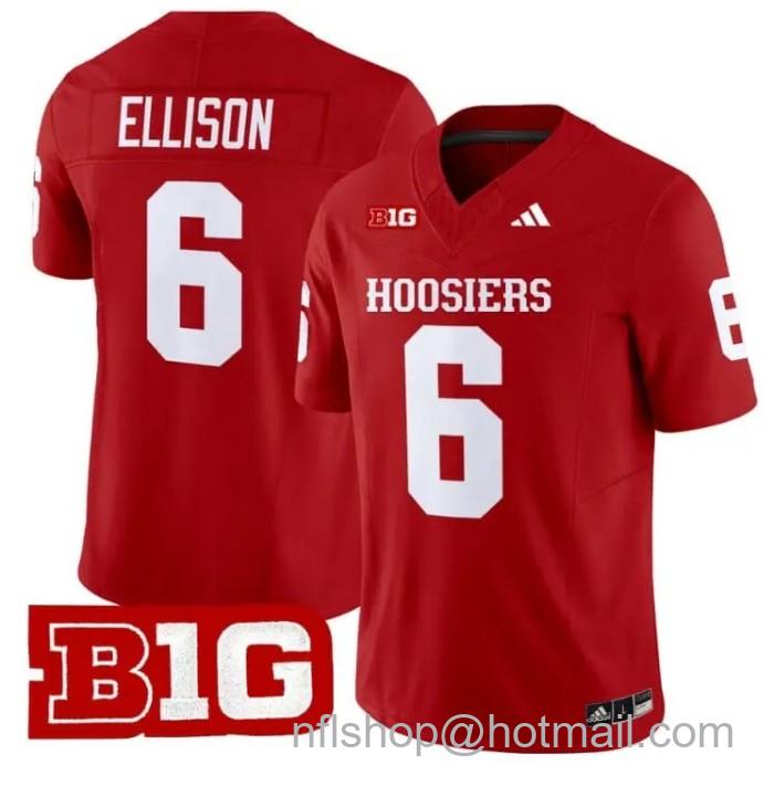 Men's Adidas Justice Ellison Jersey #6 Indiana Hoosiers Vapor Limited College Football Stitched Crimson