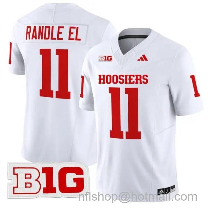 Men's Adidas Randle El Jersey #11 Indiana Hoosiers Vapor Limited College Football Stitched White