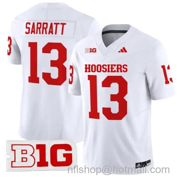 Men's Adidas Elijah Sarratt Jersey #13 Indiana Hoosiers Vapor Limited College Football Stitched White