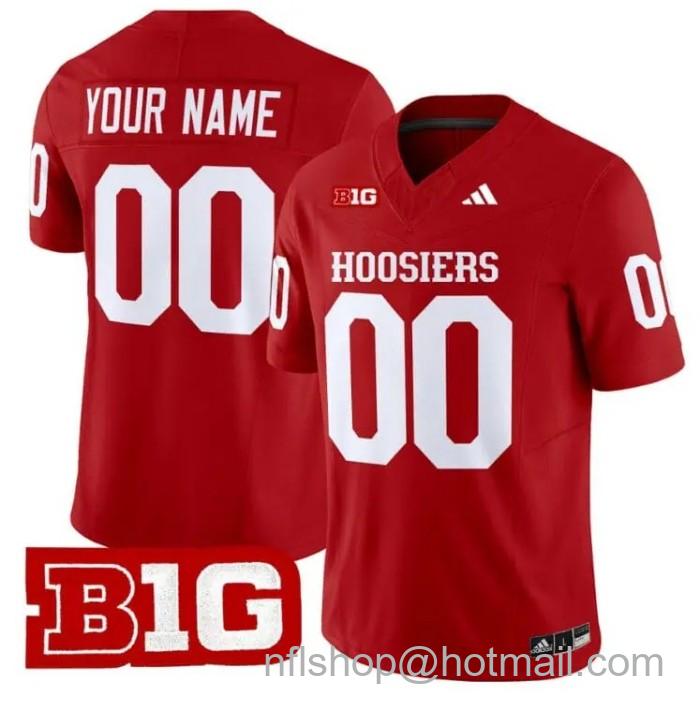 Men's Adidas Custom Indiana Hoosiers Jersey Name and Number Stitched Vapor Limited College Football Crimson