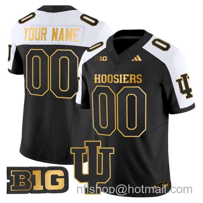 Men's Adidas Custom Indiana Hoosiers Jersey Name and Number Stitched Vapor Limited College Football Black Gold Alternate