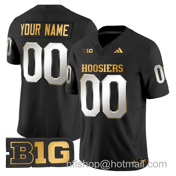 Men's Adidas Custom Indiana Hoosiers Jersey Name and Number Stitched Vapor Limited College Football Black Gold Limited