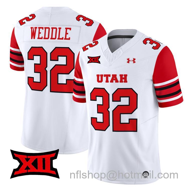 Men's Eric Weddle Jersey #32 Utah Utes Vapor Limited College Football Stitched White