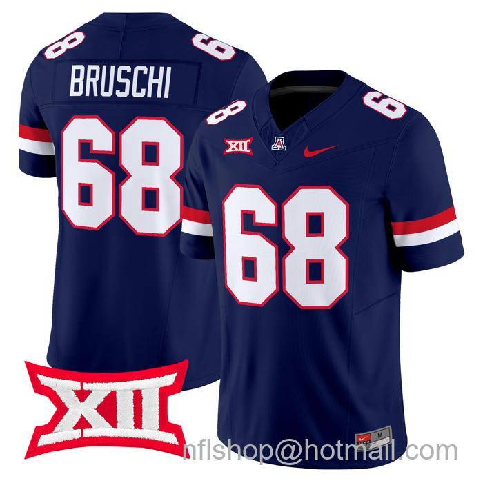 Men's Nike #68 Tedy Bruschi Jersey Arizona Wildcats F.U.S.E. Vapor Limited College Football Navy Stitched