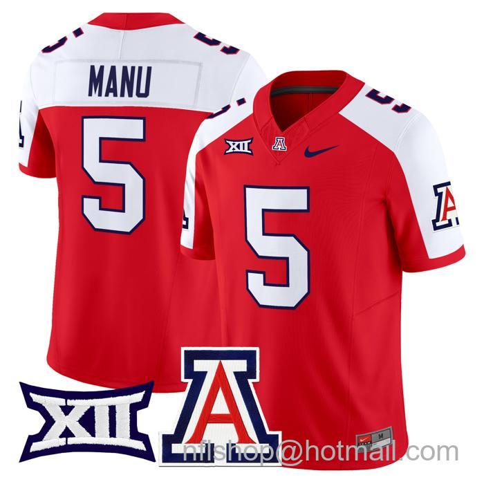 Men's Nike #5 Jacob Manu Jersey Arizona Wildcats F.U.S.E. Vapor Limited College Football Red Alternate Stitched