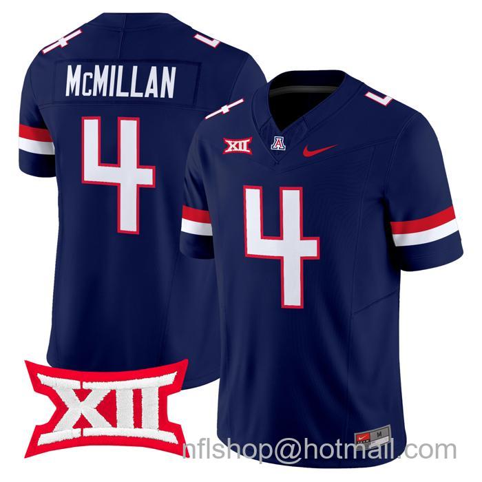 Men's Nike #4 Tetairoa McMillan Jersey Arizona Wildcats F.U.S.E. Vapor Limited College Football Navy Stitched