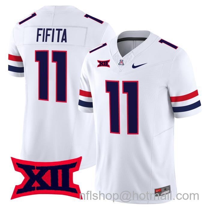 Men's Nike #11 Noah Fifita Jersey Arizona Wildcats F.U.S.E. Vapor Limited College Football White Stitched