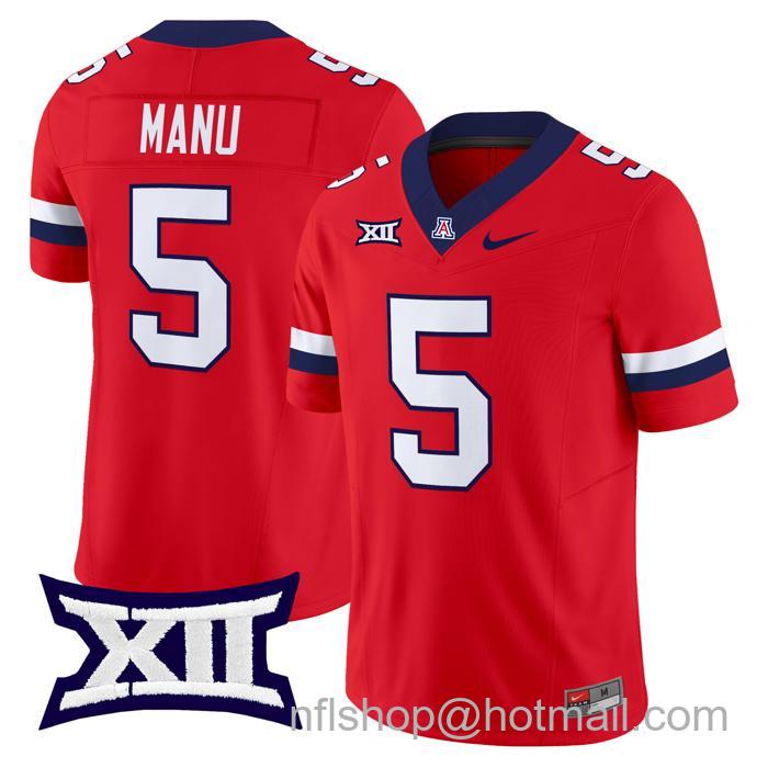 Men's Nike #5 Jacob Manu Jersey Arizona Wildcats F.U.S.E. Vapor Limited College Football Red Stitched